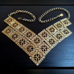 VINTAGE  MCM HIGH END HEAVY GOLD TONE FLORAL 20.5" NECKLACE